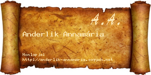Anderlik Annamária névjegykártya