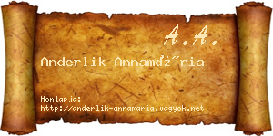 Anderlik Annamária névjegykártya